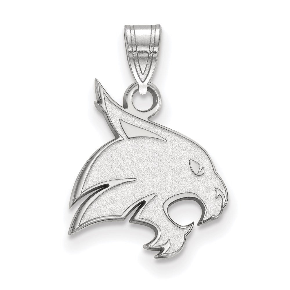 Sterling Silver Rhodium-plated Texas State University Medium Pendant
