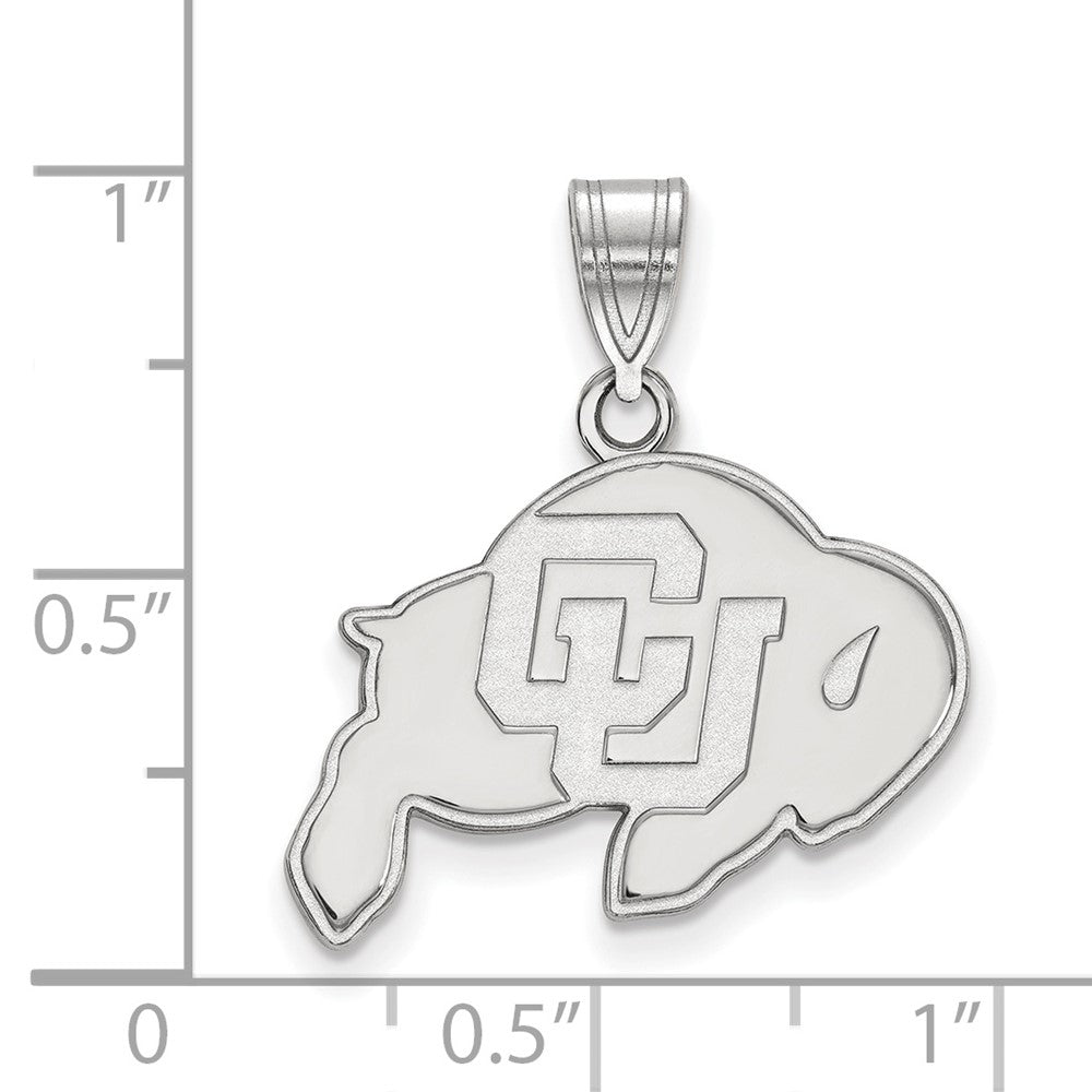 Sterling Silver Rhodium-plated U. of Colorado Medium Pendant