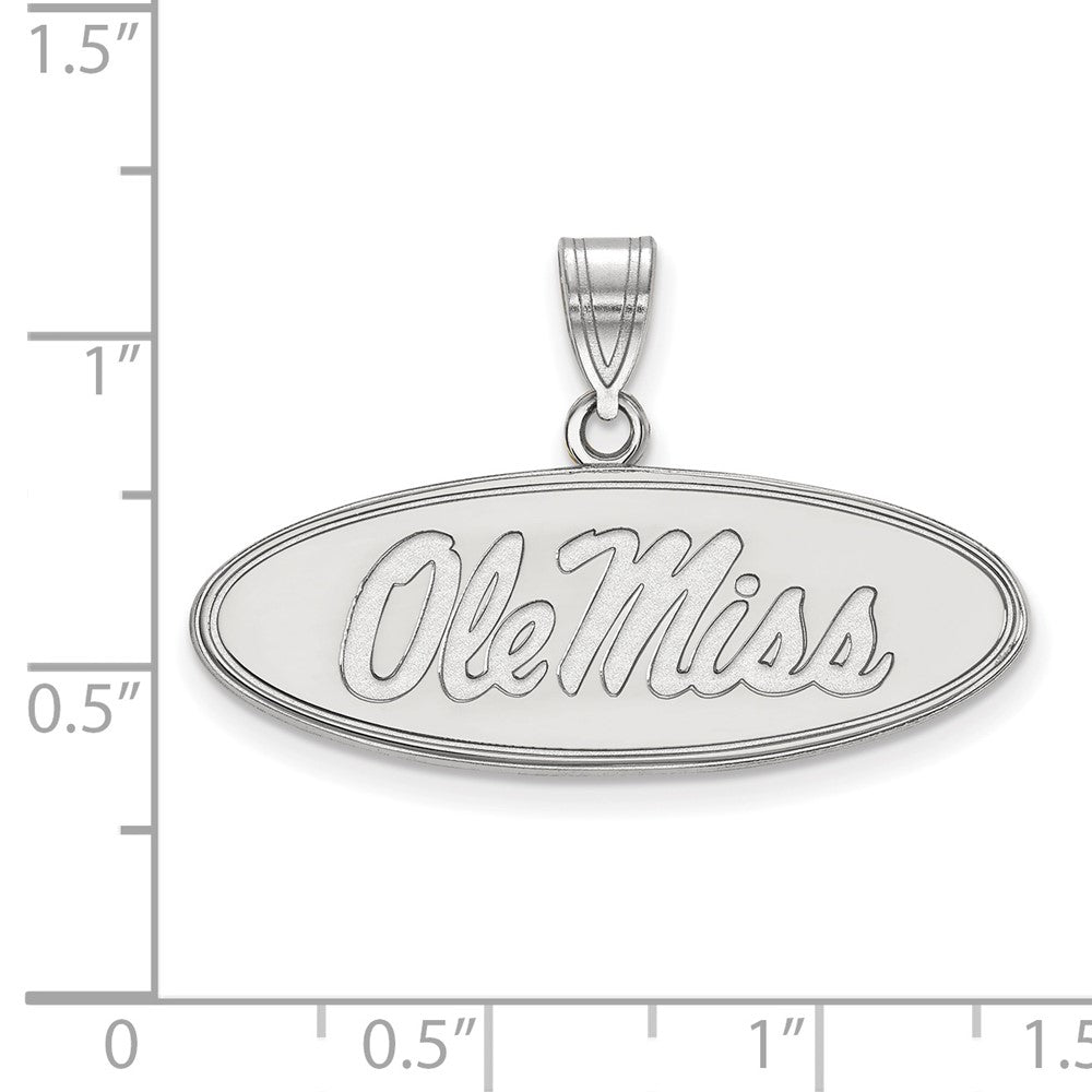 Sterling Silver Rhodium-plated U. of Mississippi Medium Pendant