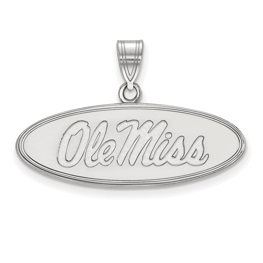 Sterling Silver Rhodium-plated U. of Mississippi Medium Pendant