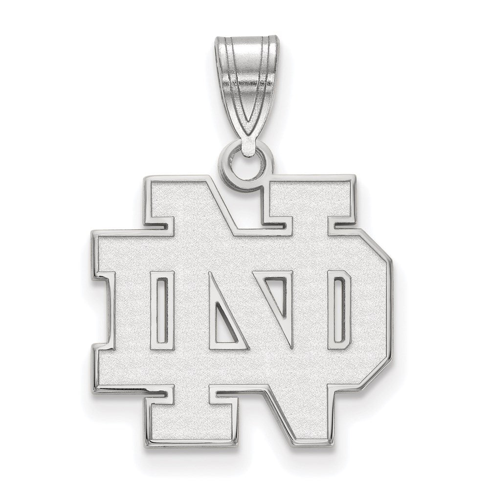 Sterling Silver Rhodium-plated U. of Notre Dame Medium Pendant