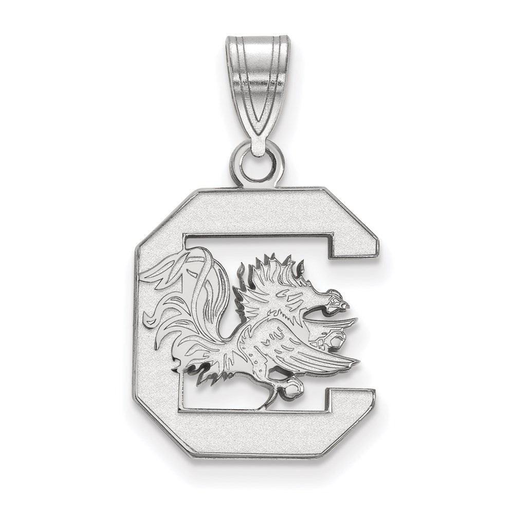 Sterling Silver Rhodium-plated U. of South Carolina Medium Pendant