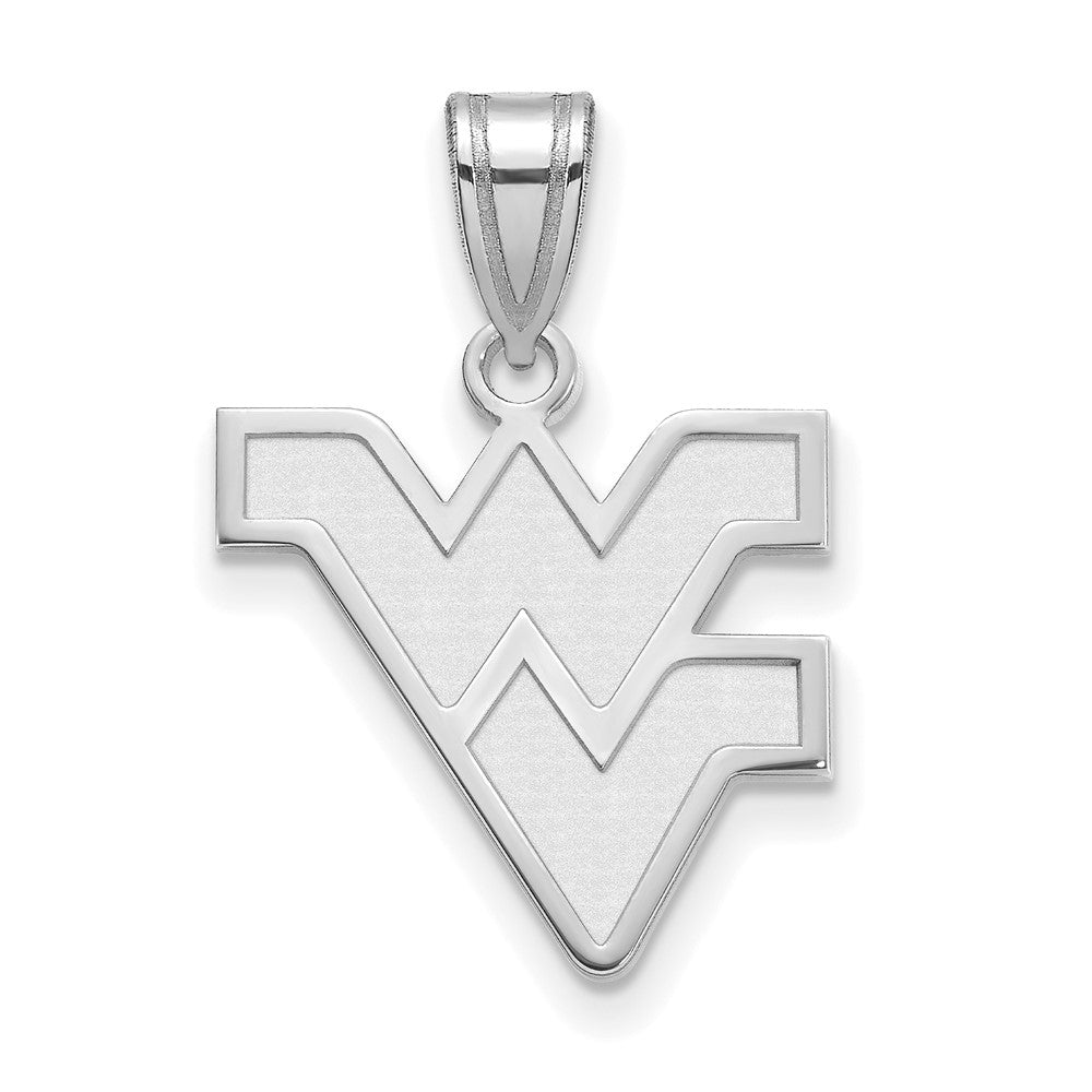 Sterling Silver Rhodium-plated West Virginia University Medium Pendant