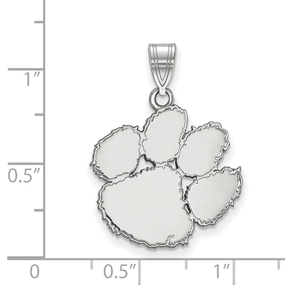 Sterling Silver Rhodium-plated Clemson University Large Pendant