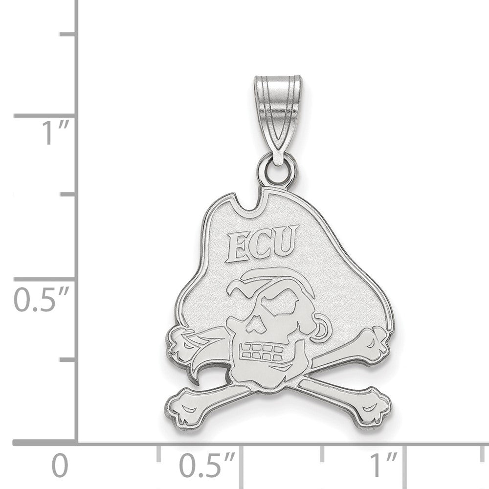 Sterling Silver Rhodium-plated East Carolina U. Large Pendant