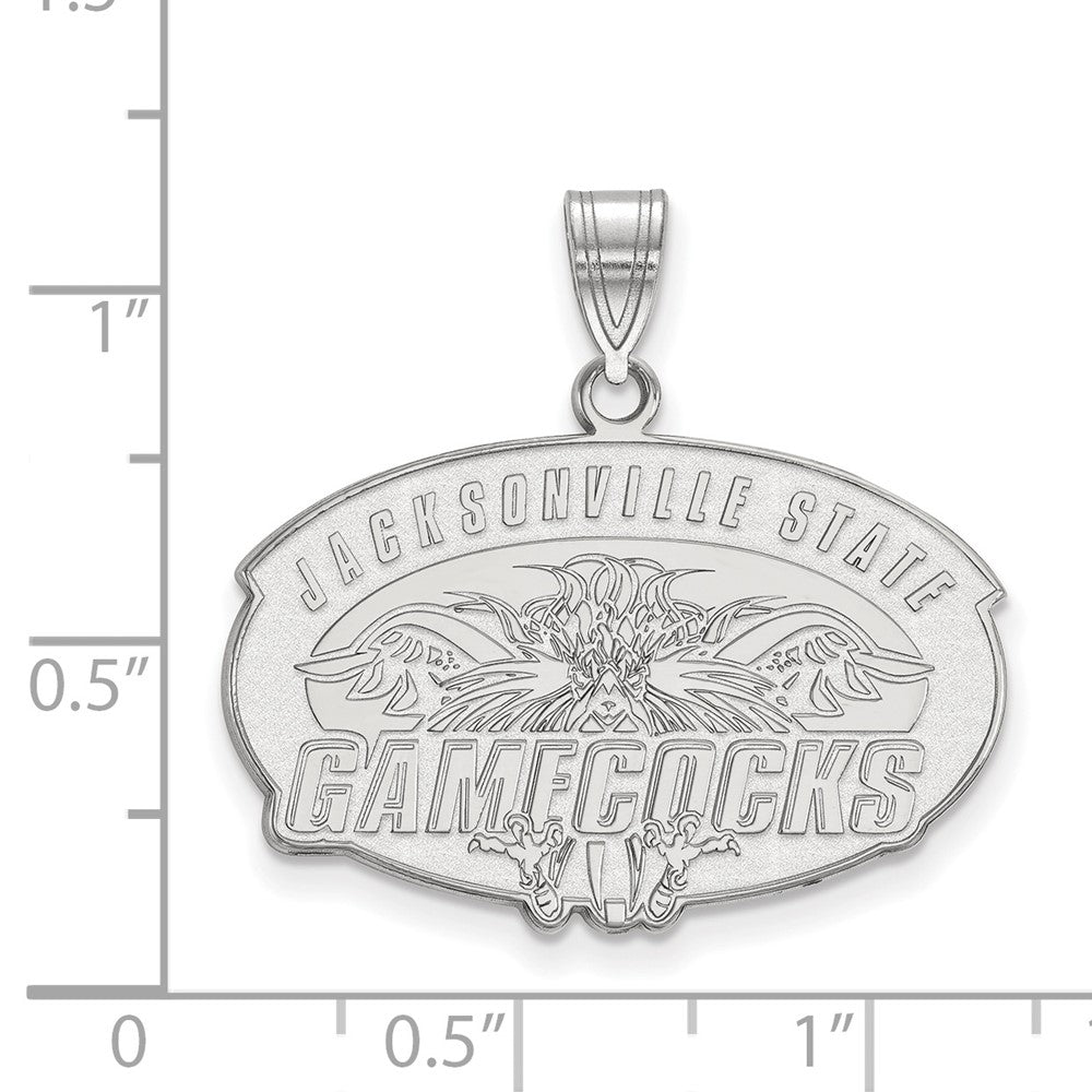Sterling Silver Rhodium-plated Jacksonville State U. Large Pendant