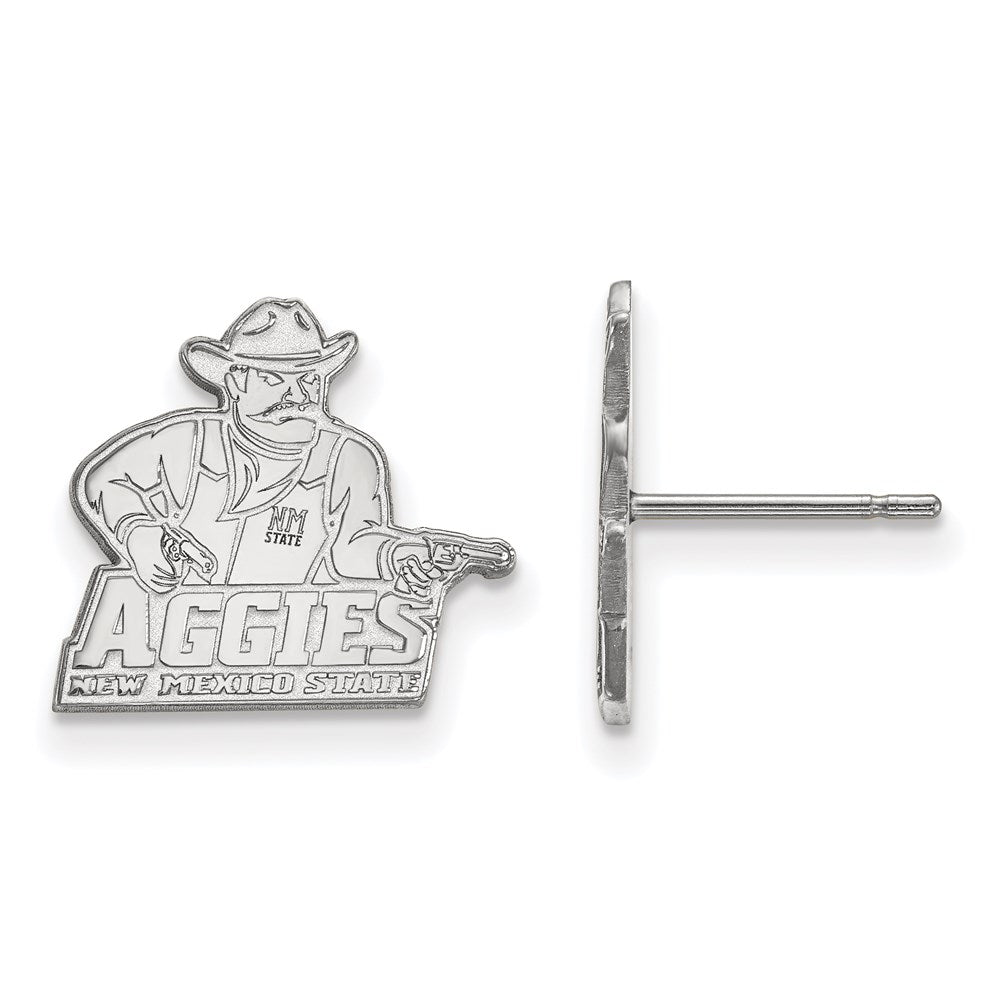 Sterling Silver Rhodium-plated New Mexico State U. Small Post Earrings