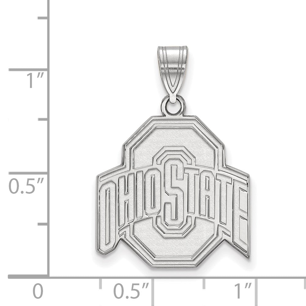 Sterling Silver Rhodium-plated Ohio State University Large Pendant