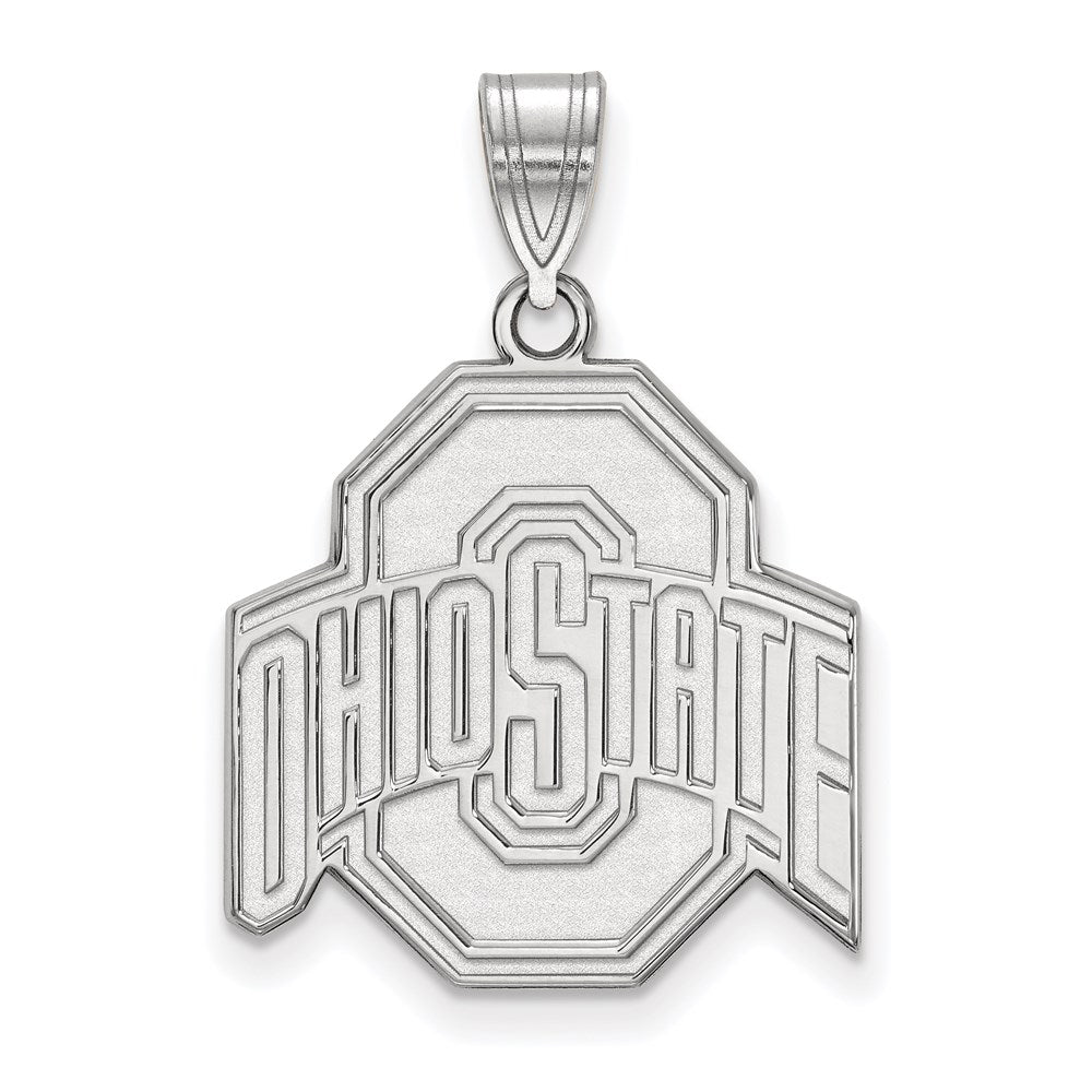 10K White Gold Ohio State University Large Pendant