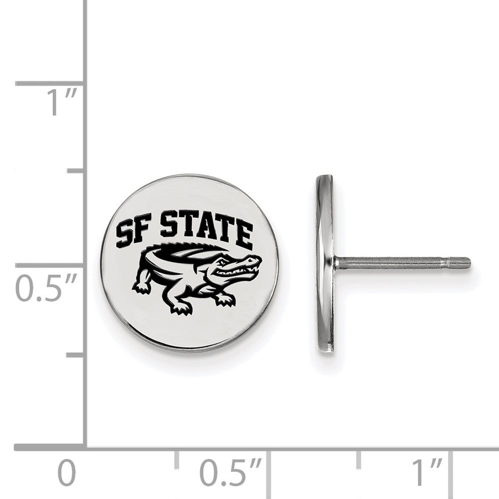 Sterling Silver Rhodium-plated San Francisco State U. Enamel Earrings