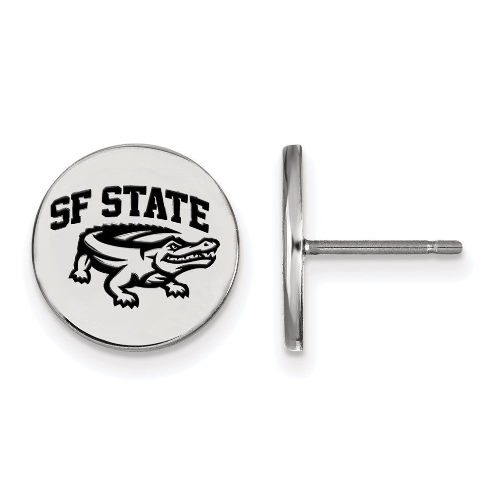 Sterling Silver Rhodium-plated San Francisco State U. Enamel Earrings