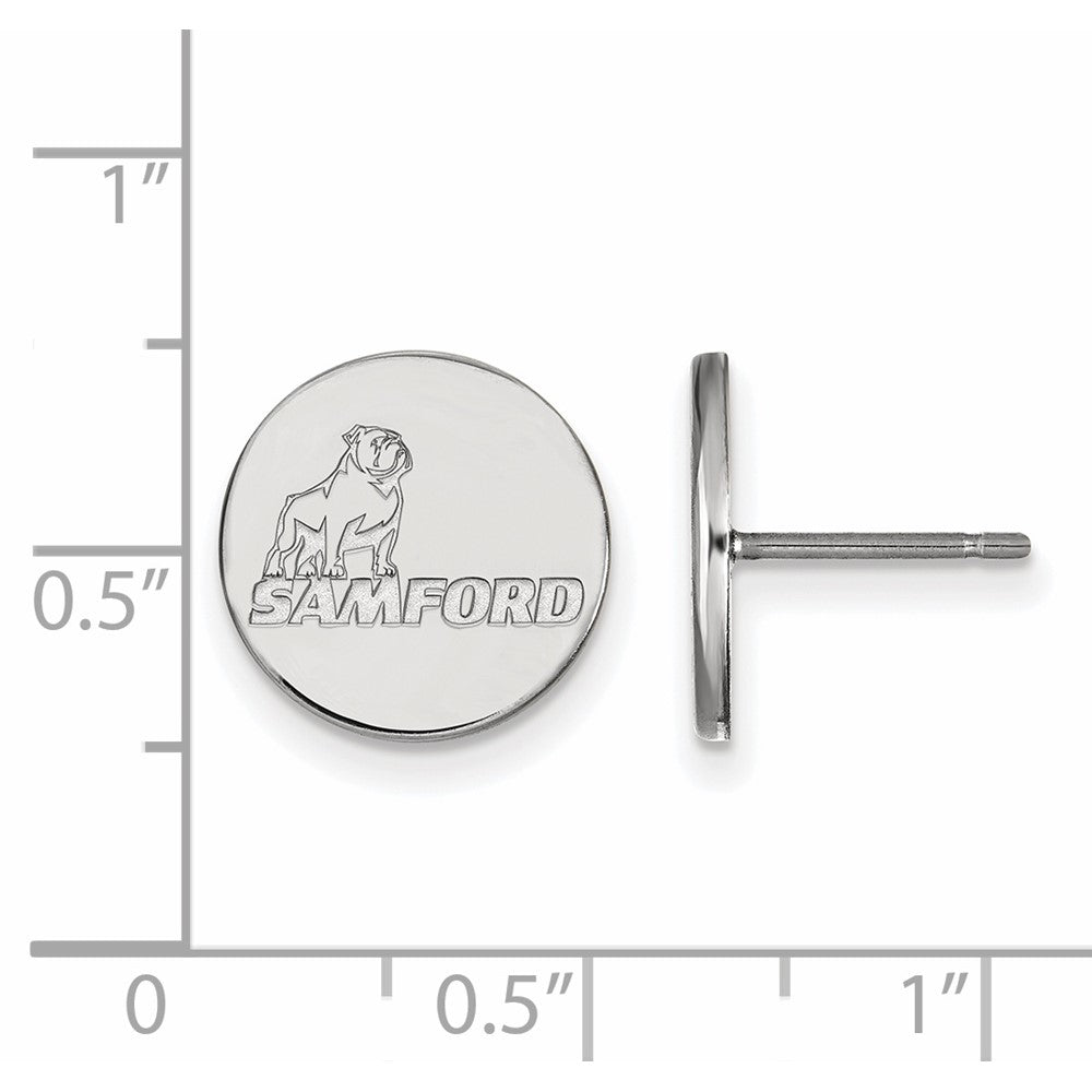 Sterling Silver Rhod-plated Samford University Small Post Earrings