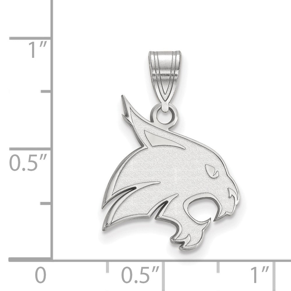 Sterling Silver Rhodium-plated Texas State University Large Pendant