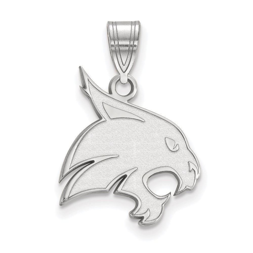 Sterling Silver Rhodium-plated Texas State University Large Pendant
