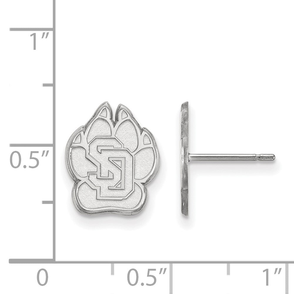 Sterling Silver Rhodium-plated U. of South Dakota Small Post Earrings