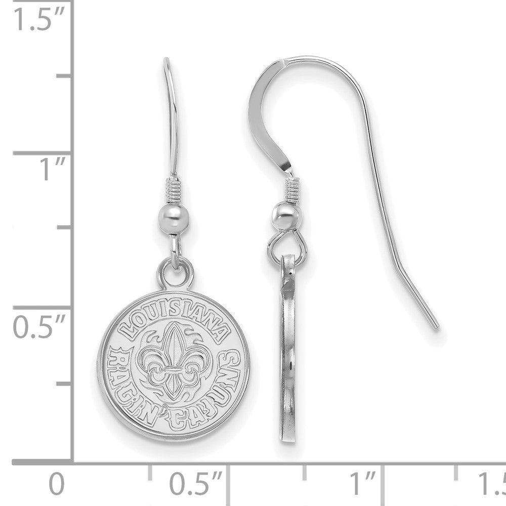 Sterling Silver Rhodium-plated U. of Louisiana Lafayette Dangle Earrings