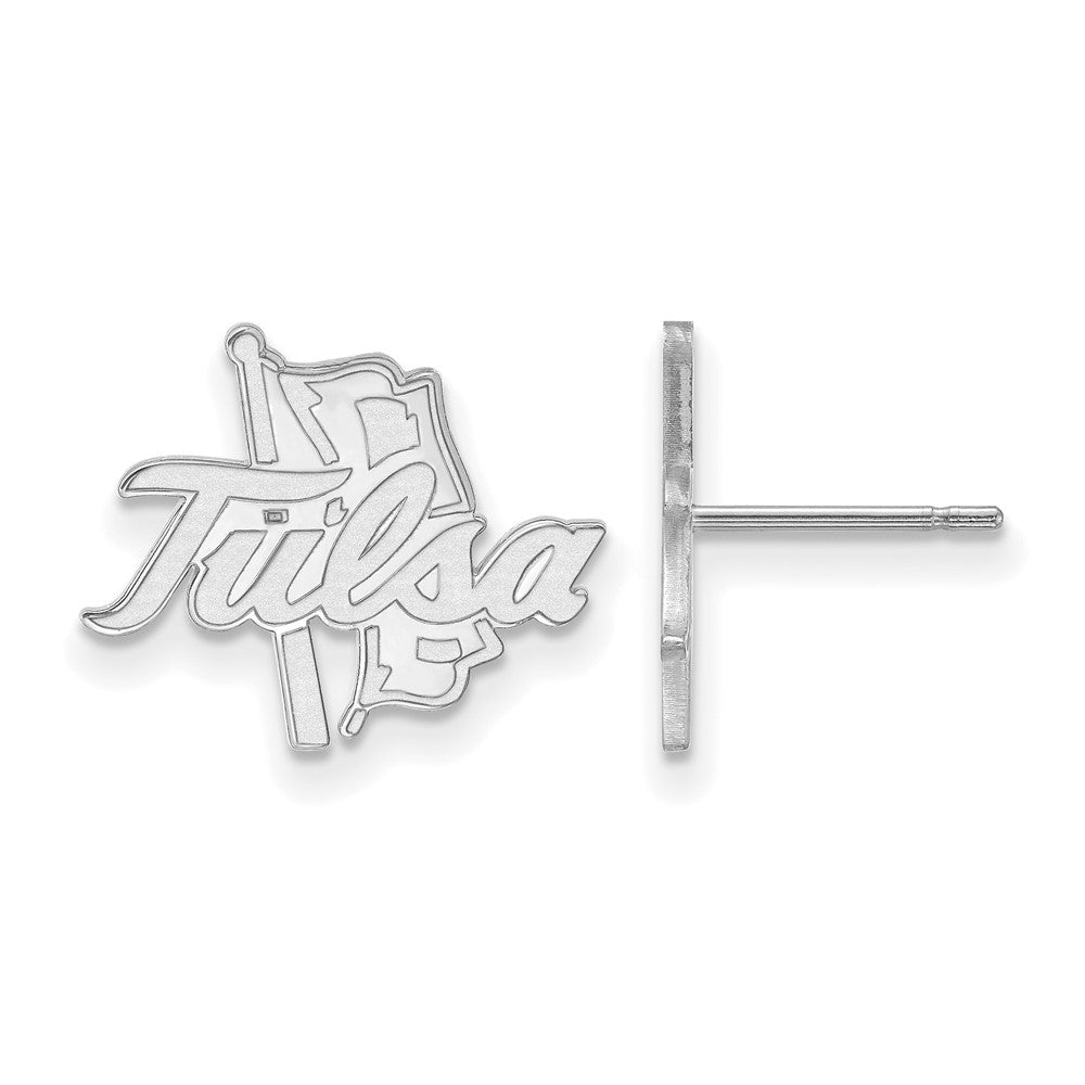 Sterling Silver Rhodium-plated University of Tulsa Small Post Earrings