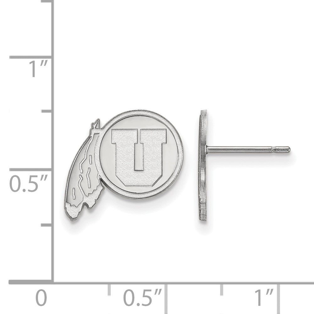 Sterling Silver Rhodium-plated University of Utah Small Post Earrings