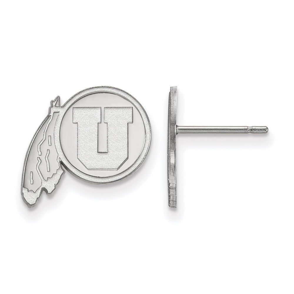 Sterling Silver Rhodium-plated University of Utah Small Post Earrings