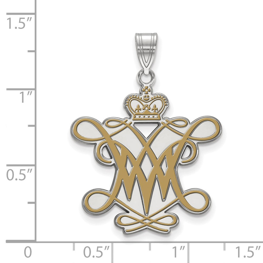 Sterling Silver Rhodium-plated William and Mary XL Enamel Pendant