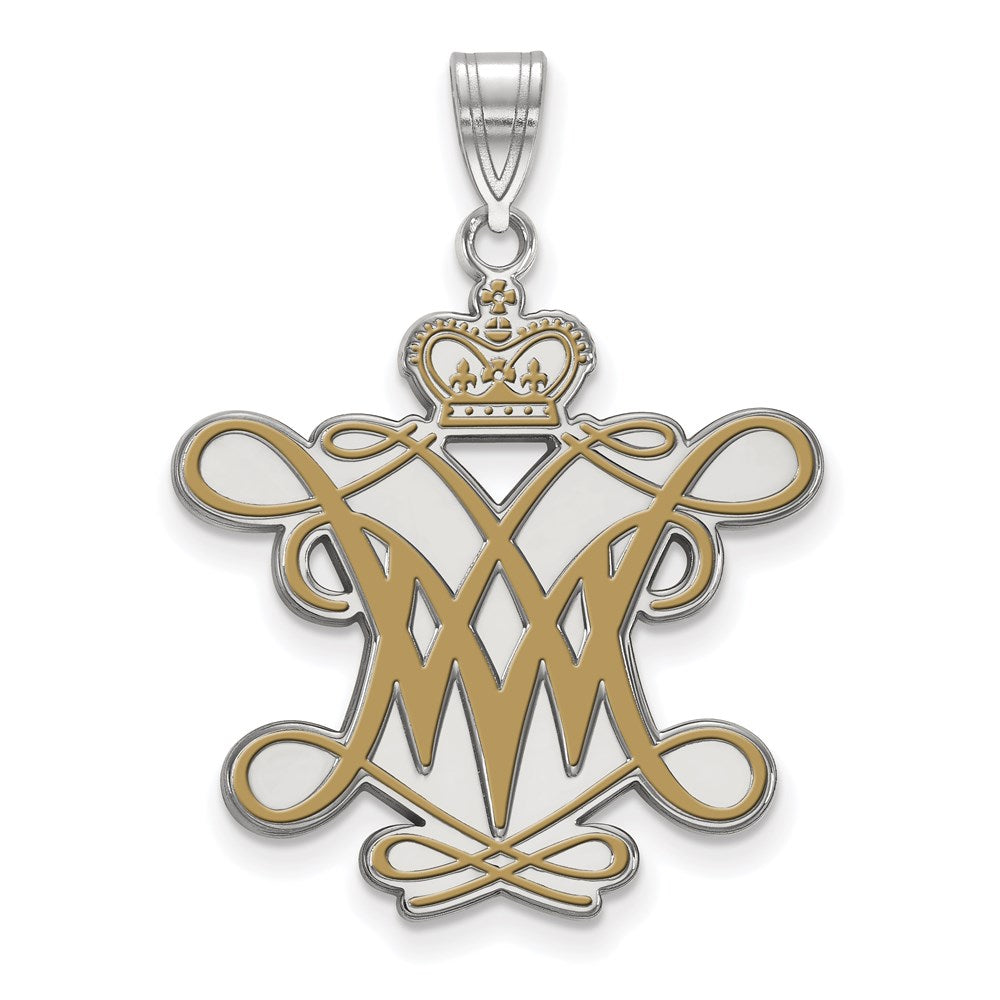Sterling Silver Rhodium-plated William and Mary XL Enamel Pendant