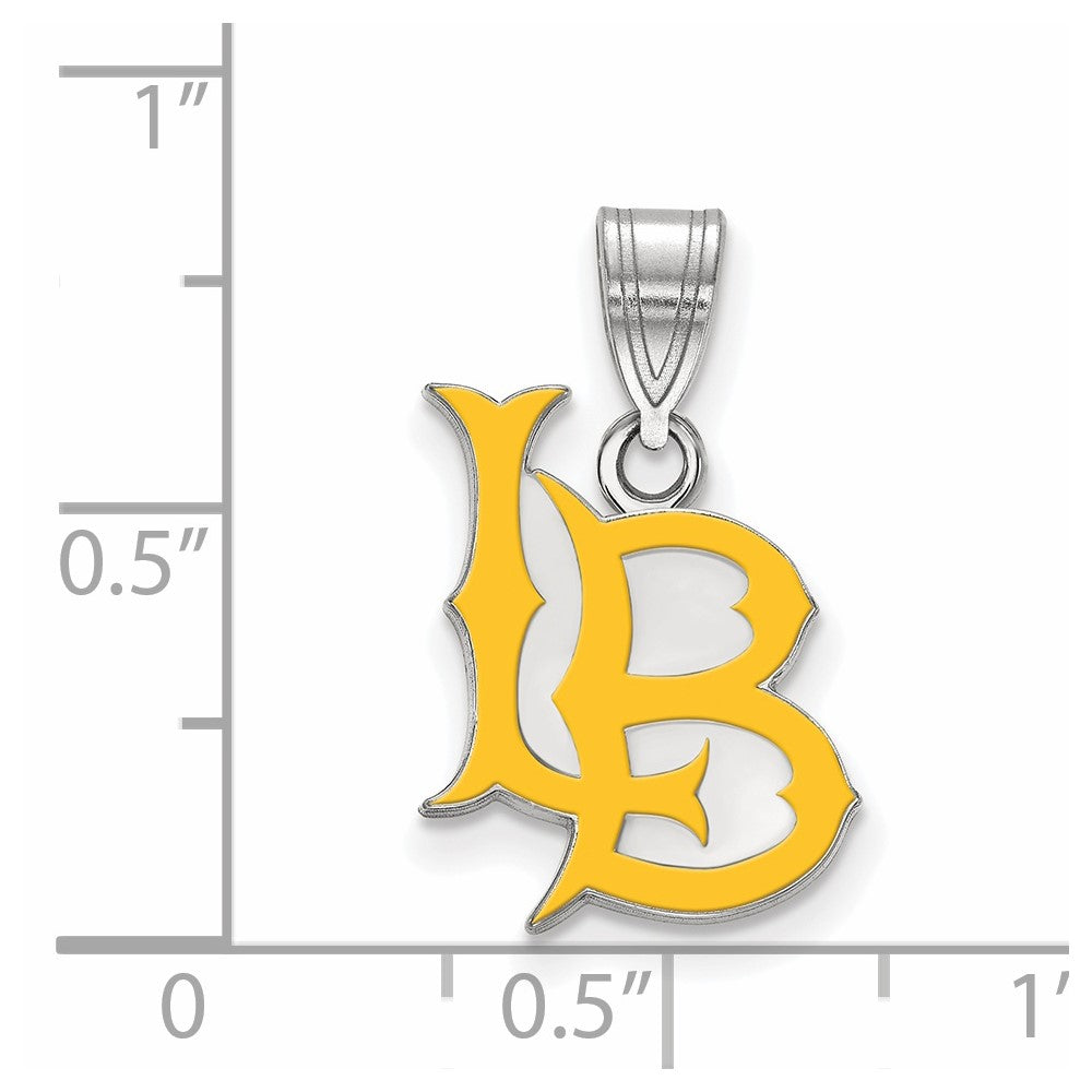 Sterling Silver Rhodium-plated Calif. State U Long Beach Enamel Pendant