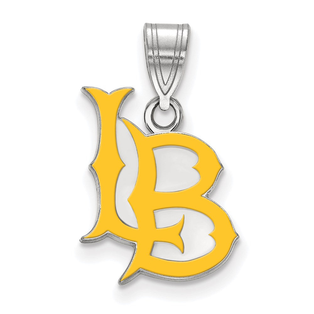 Sterling Silver Rhodium-plated Calif. State U Long Beach Enamel Pendant