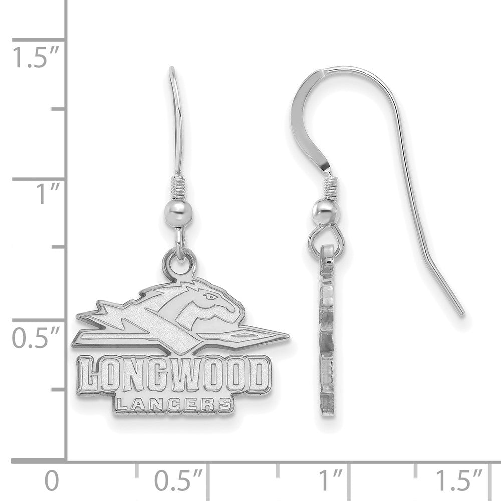Sterling Silver Rhodium-plated Longwood University Small Dangle Earrings
