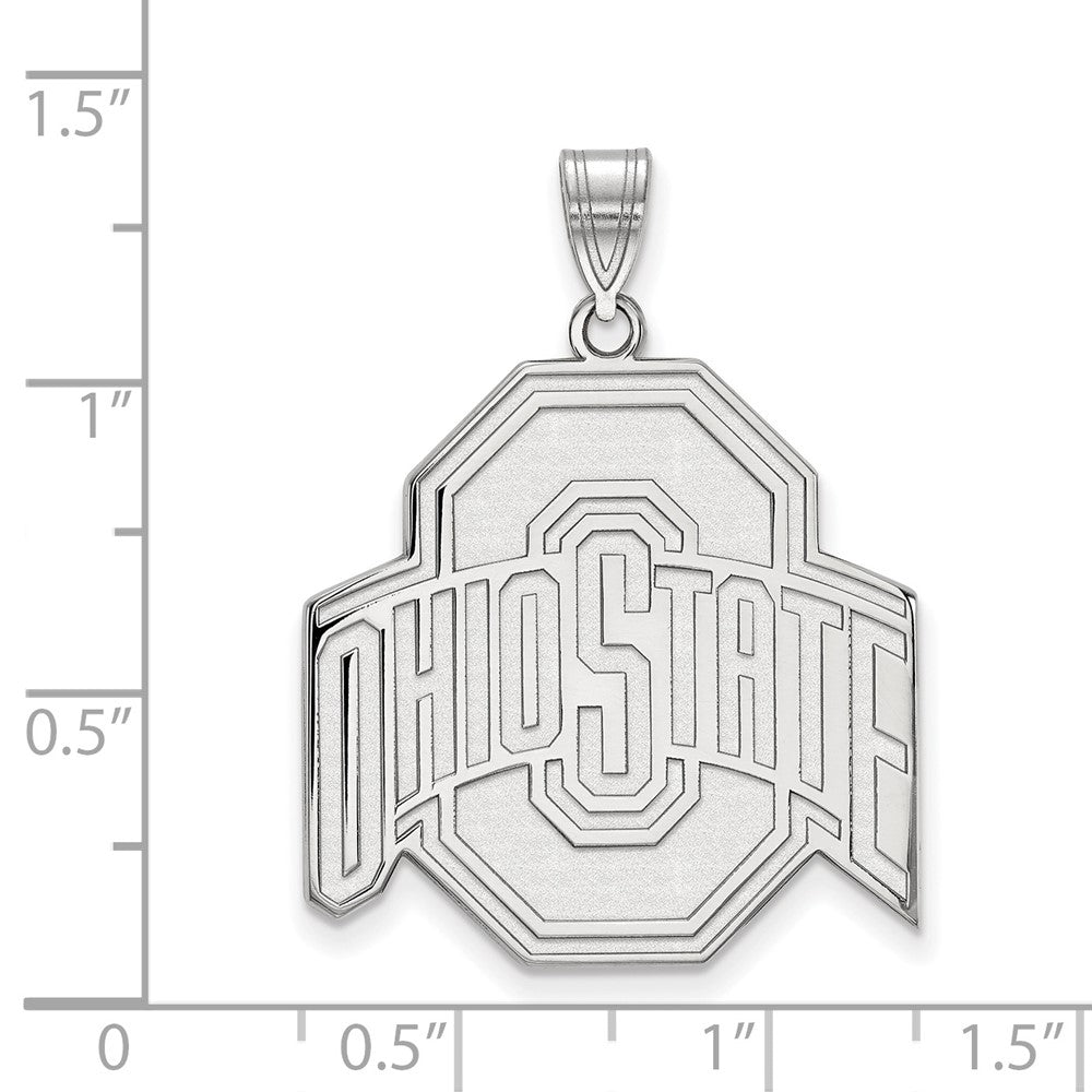 Sterling Silver Rhodium-plated Ohio State University XL Pendant