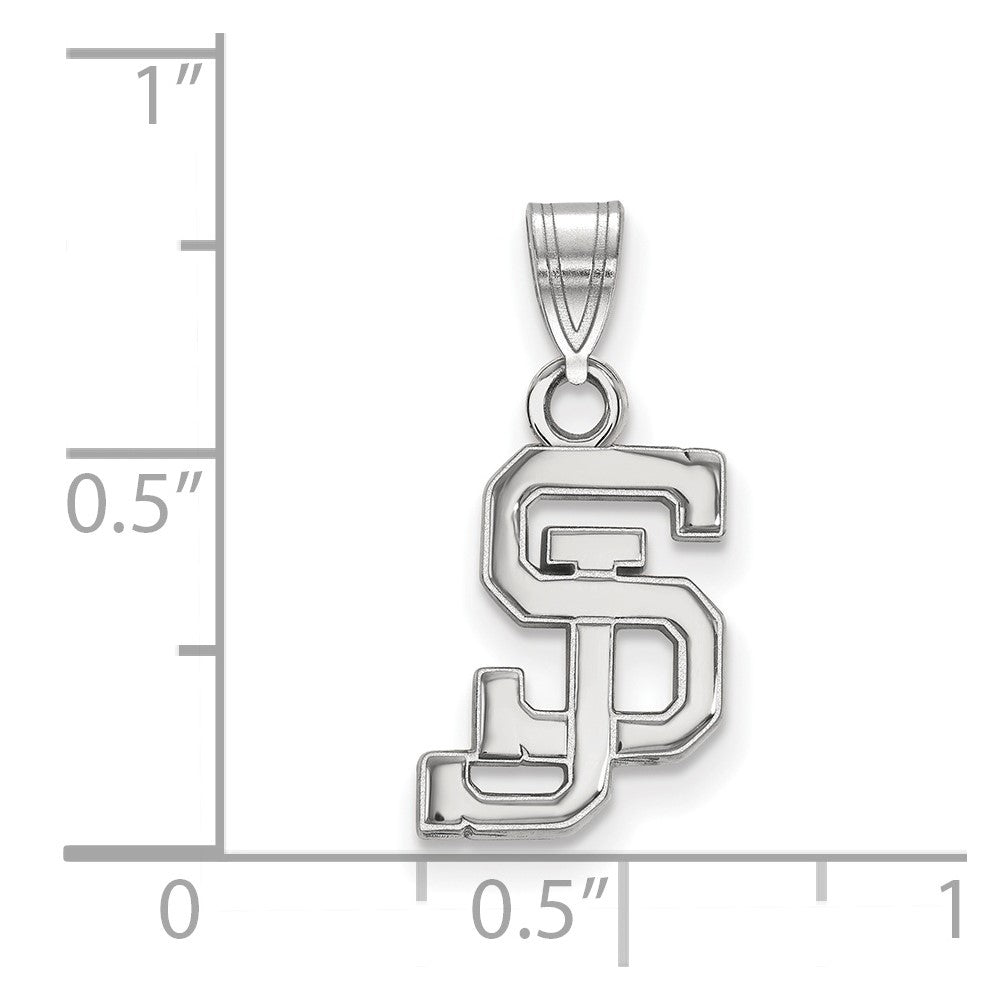 Sterling Silver Rhodium-plated San Jose State U. Small Pendant