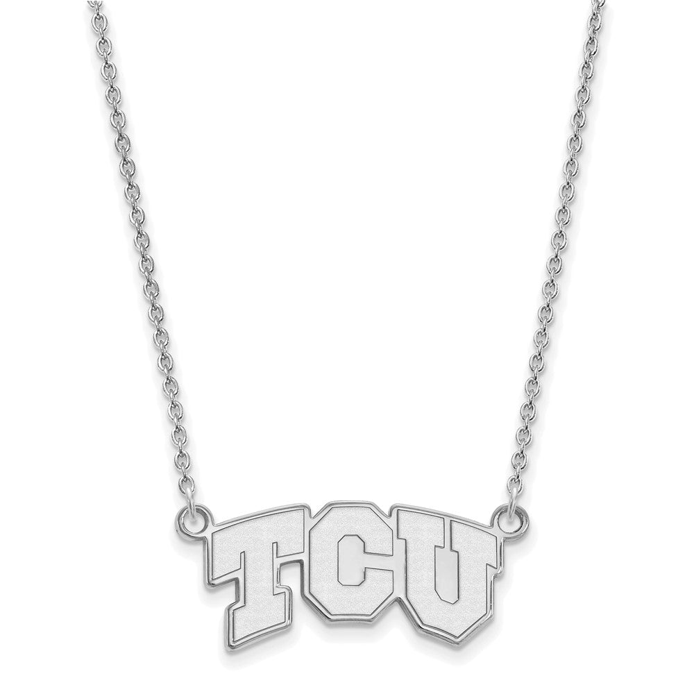 Sterling Silver Rhodium-plated Texas Christian U. Small Pendant Necklace