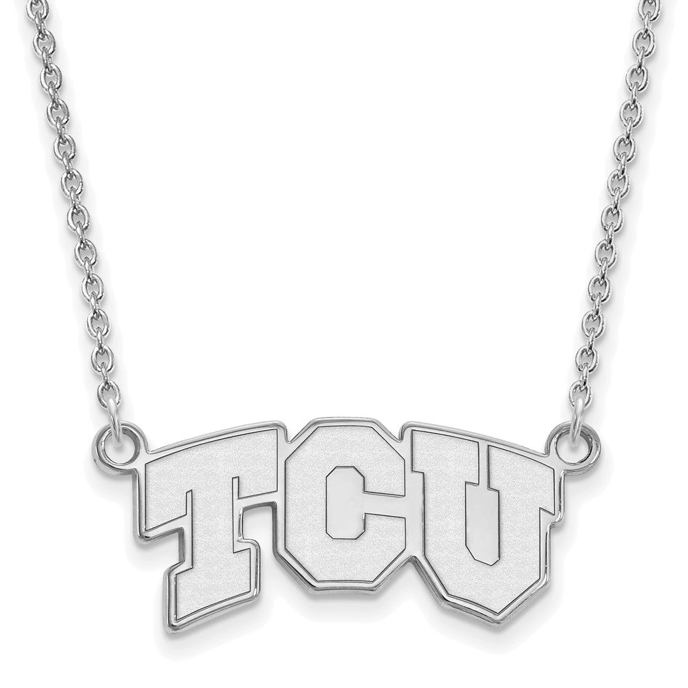 Sterling Silver Rhodium-plated Texas Christian U. Small Pendant Necklace