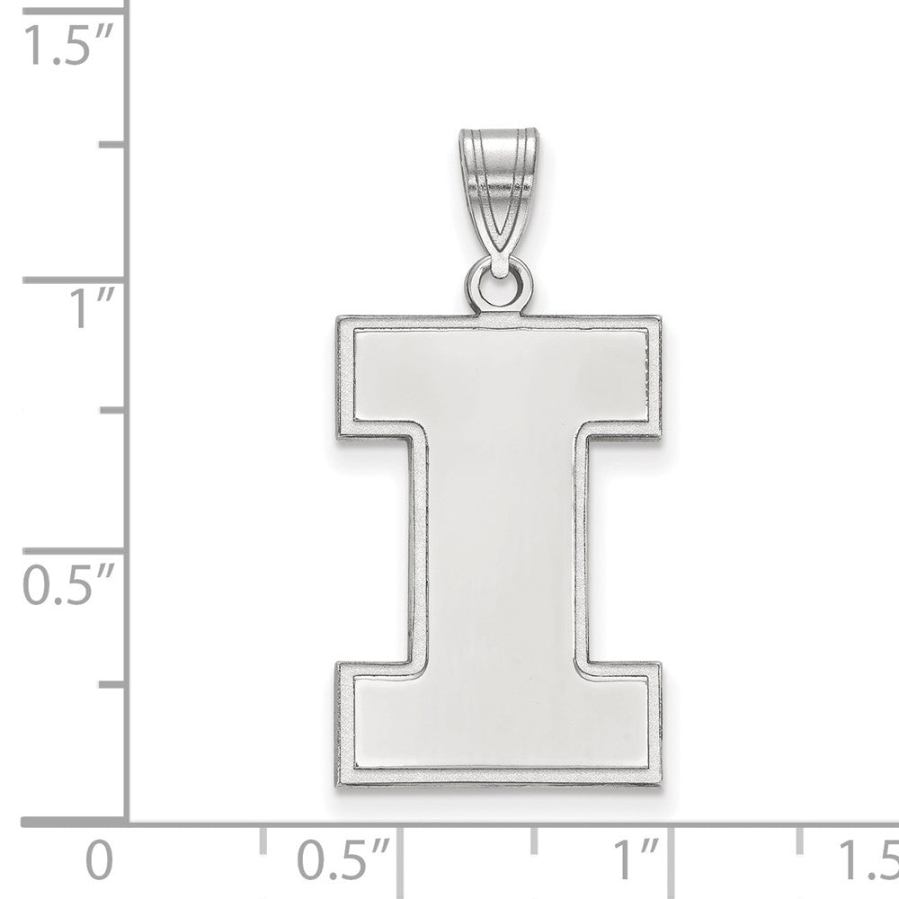 Sterling Silver Rhodium-plated University of Illinois XL Pendant
