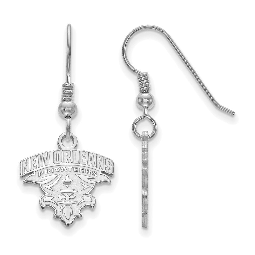 Sterling Silver Rhodium-plated U. of New Orleans Small Dangle Earrings
