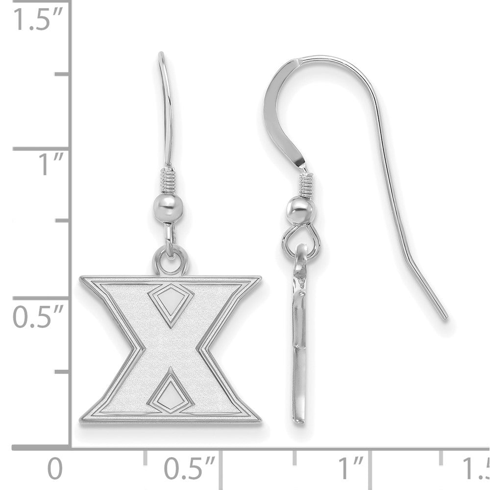 Sterling Silver Rhodium-plated Xavier University Small Dangle Earrings