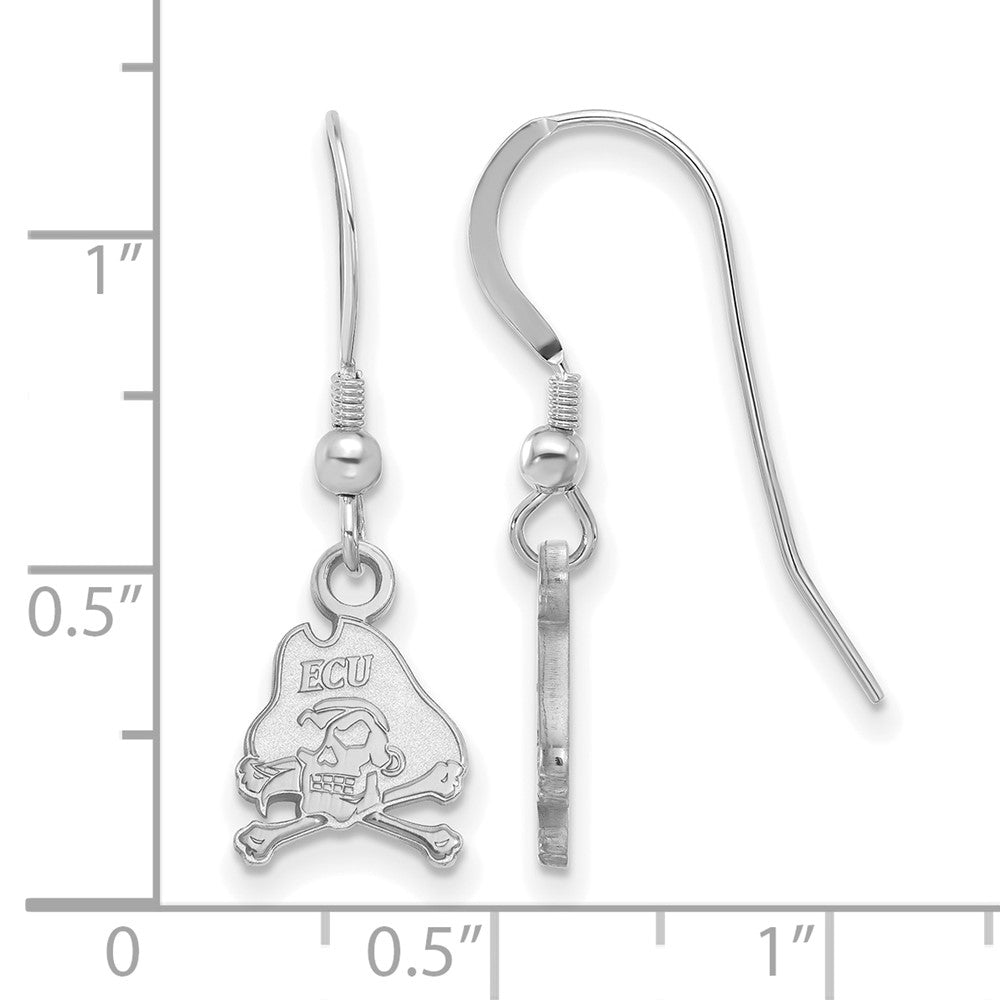 Sterling Silver Rhodium-plated East Carolina Univ. XS Dangle Earrings