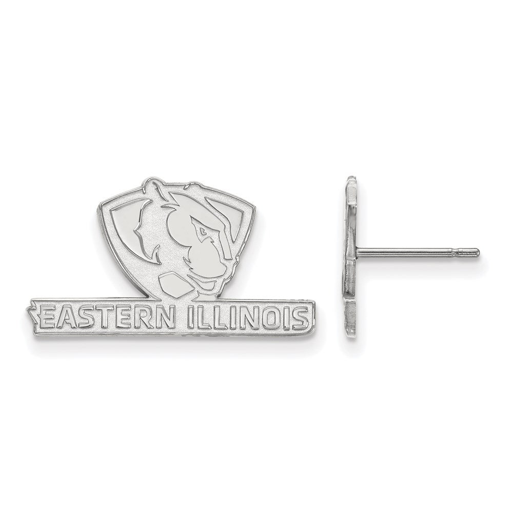 Sterling Silver Rhodium-plated Eastern Illinois U. Small Post Earrings