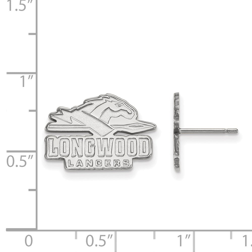 Sterling Silver Rhodium-plated Longwood University Small Post Earrings