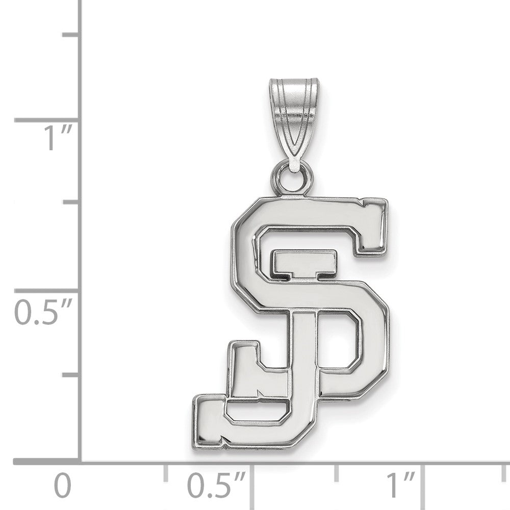 Sterling Silver Rhodium-plated San Jose State U. Large Pendant