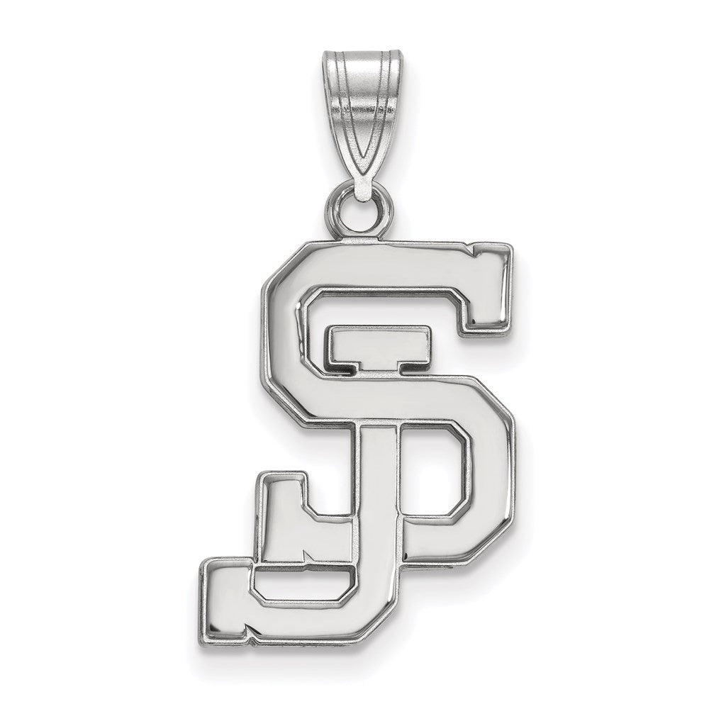 Sterling Silver Rhodium-plated San Jose State U. Large Pendant