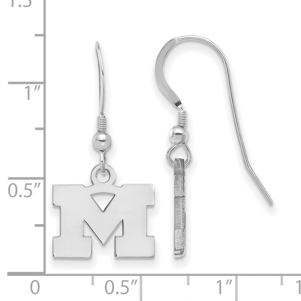 Sterling Silver Rhodium-plated U. of Michigan XS Dangle Earrings