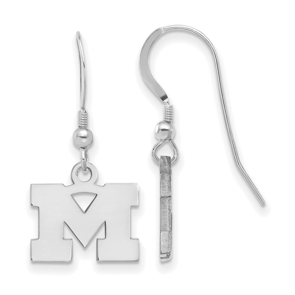 Sterling Silver Rhodium-plated U. of Michigan XS Dangle Earrings
