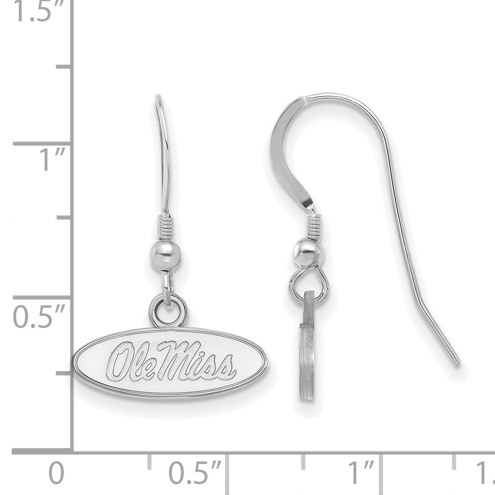 Sterling Silver Rhodium-plated U. of Mississippi XS Dangle Earrings