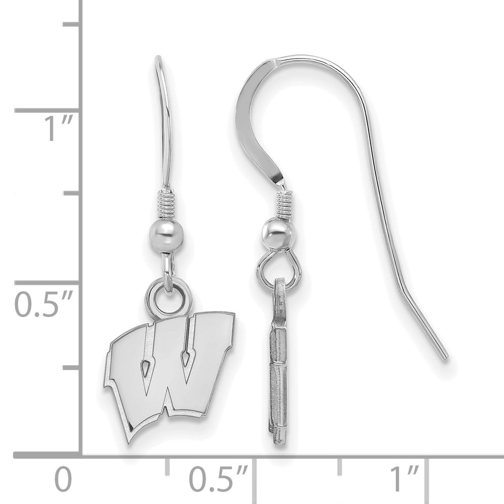 Sterling Silver Rhodium-plated Univ. of Wisconsin XS Dangle Earrings