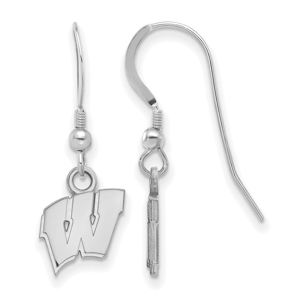 Sterling Silver Rhodium-plated Univ. of Wisconsin XS Dangle Earrings
