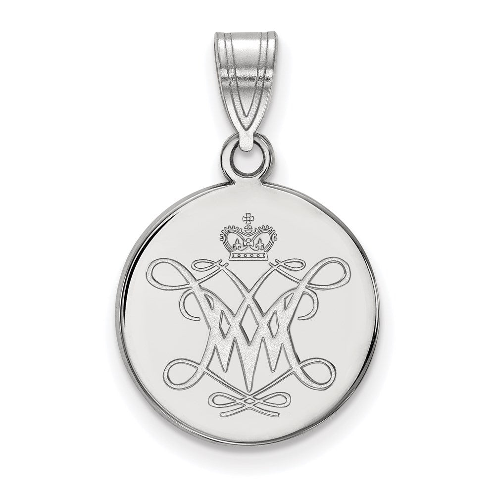 Sterling Silver Rhodium-plated William and Mary Medium Disc Pendant