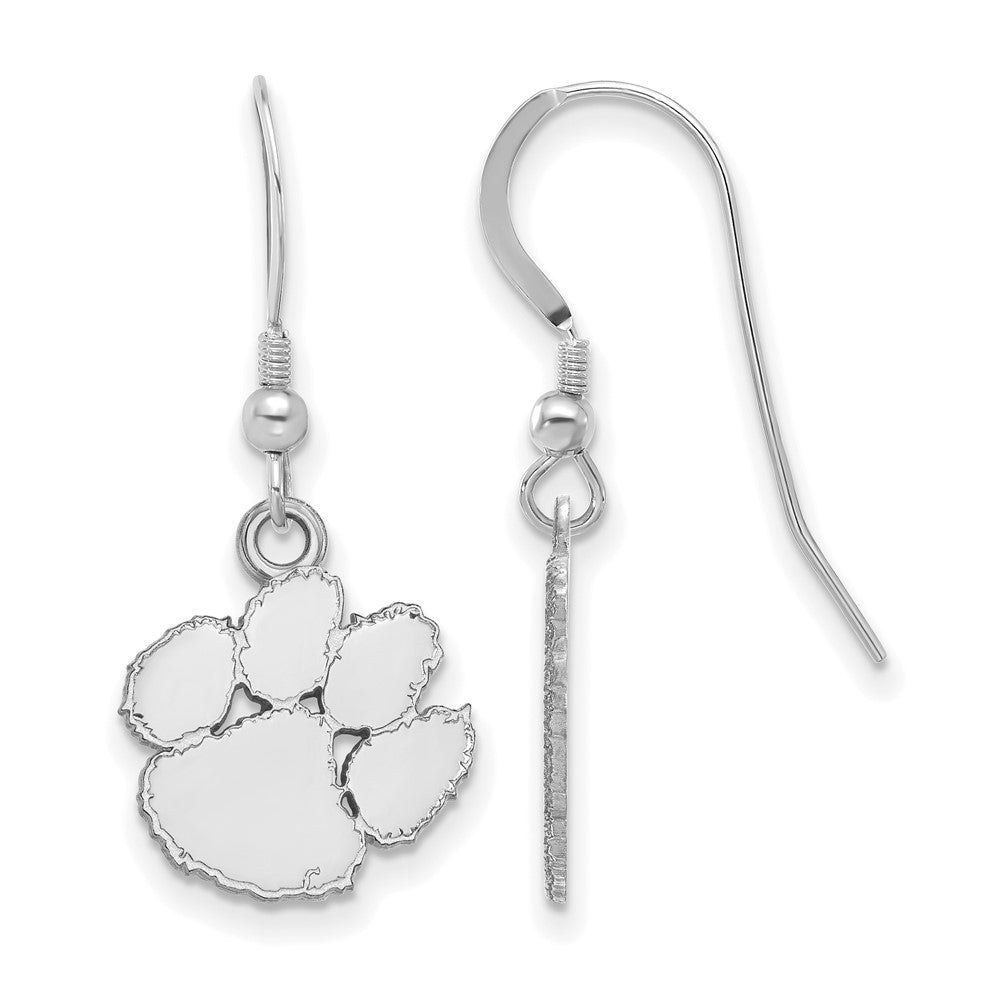 Sterling Silver Rhodium-plated Clemson University Small Dangle Earrings