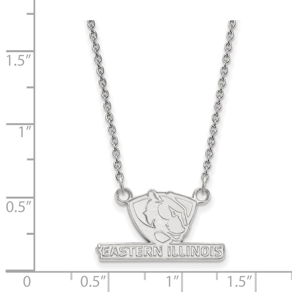 Sterling Silver Rhodium-plated Eastern Illinois U. Small Pendant Necklace