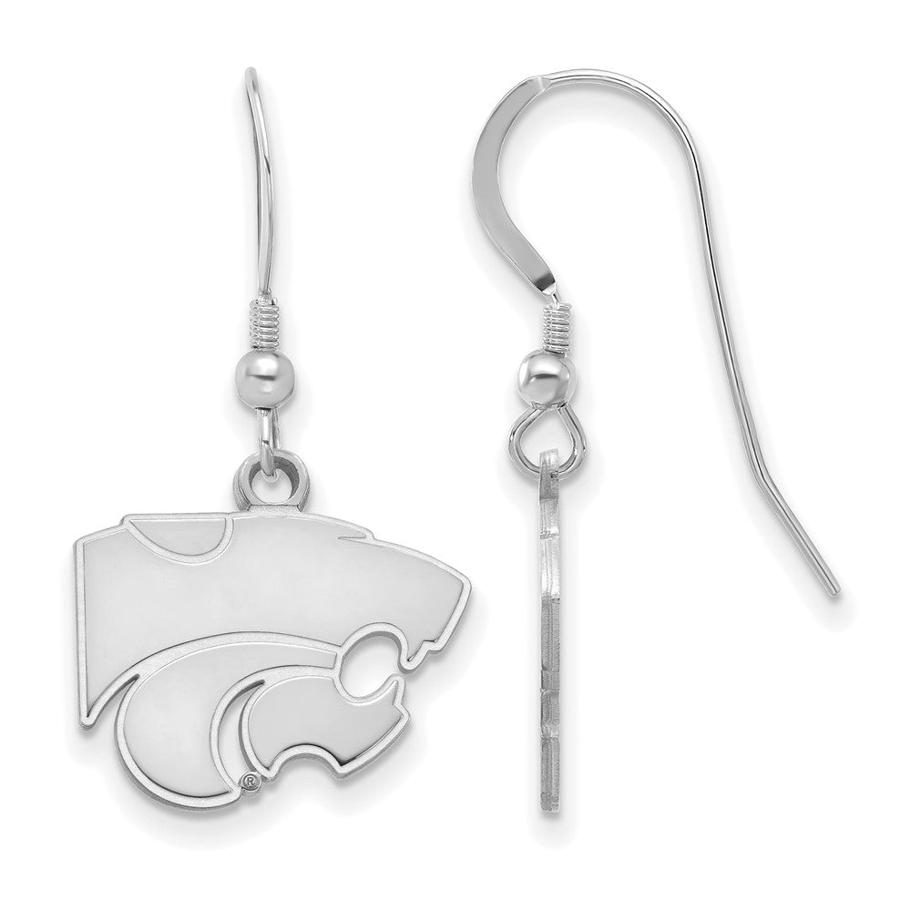 Sterling Silver Rhodium-plated Kansas State Univ. Small Dangle Earrings