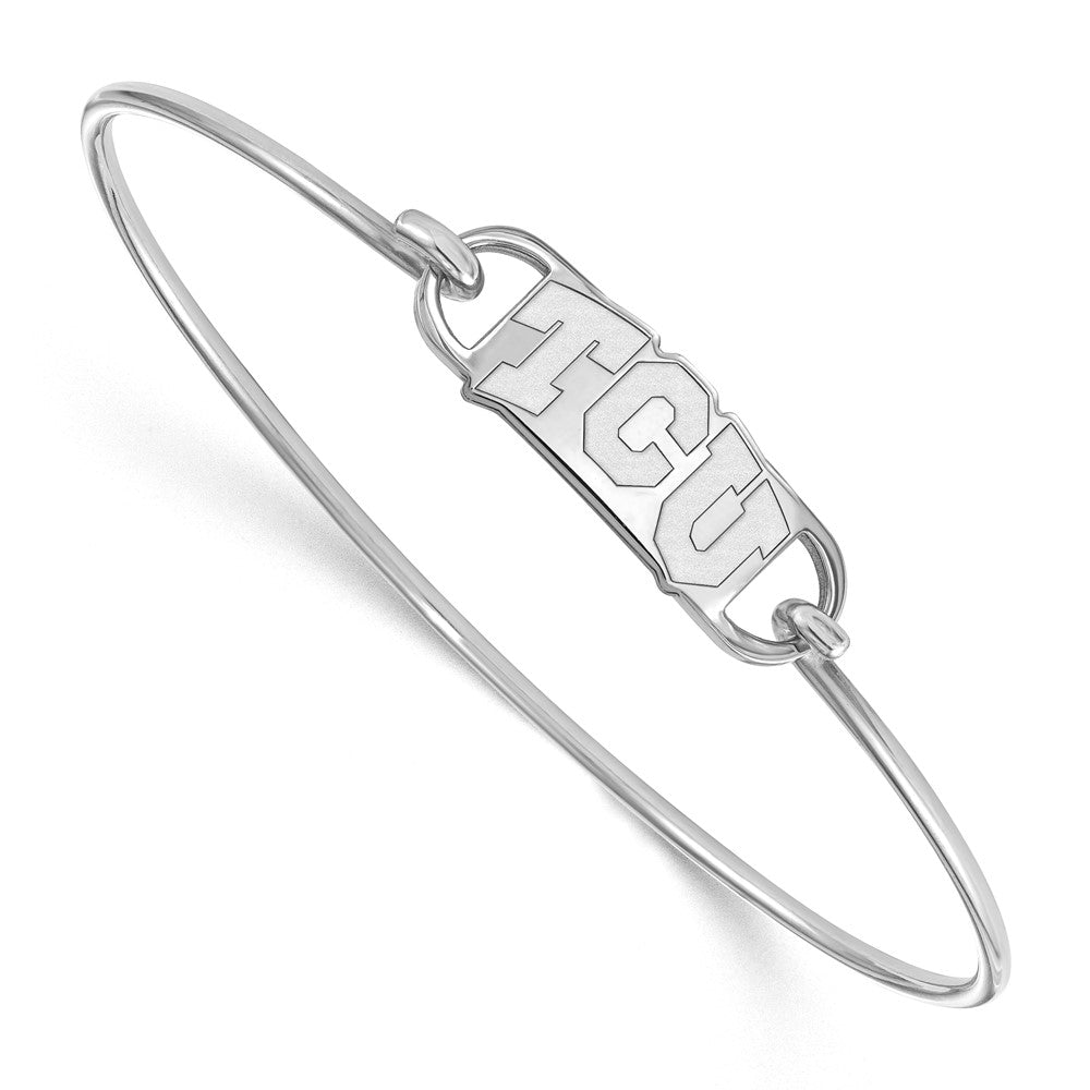 Sterling Silver Rhodium-plated Texas Christian University Wire Bangle